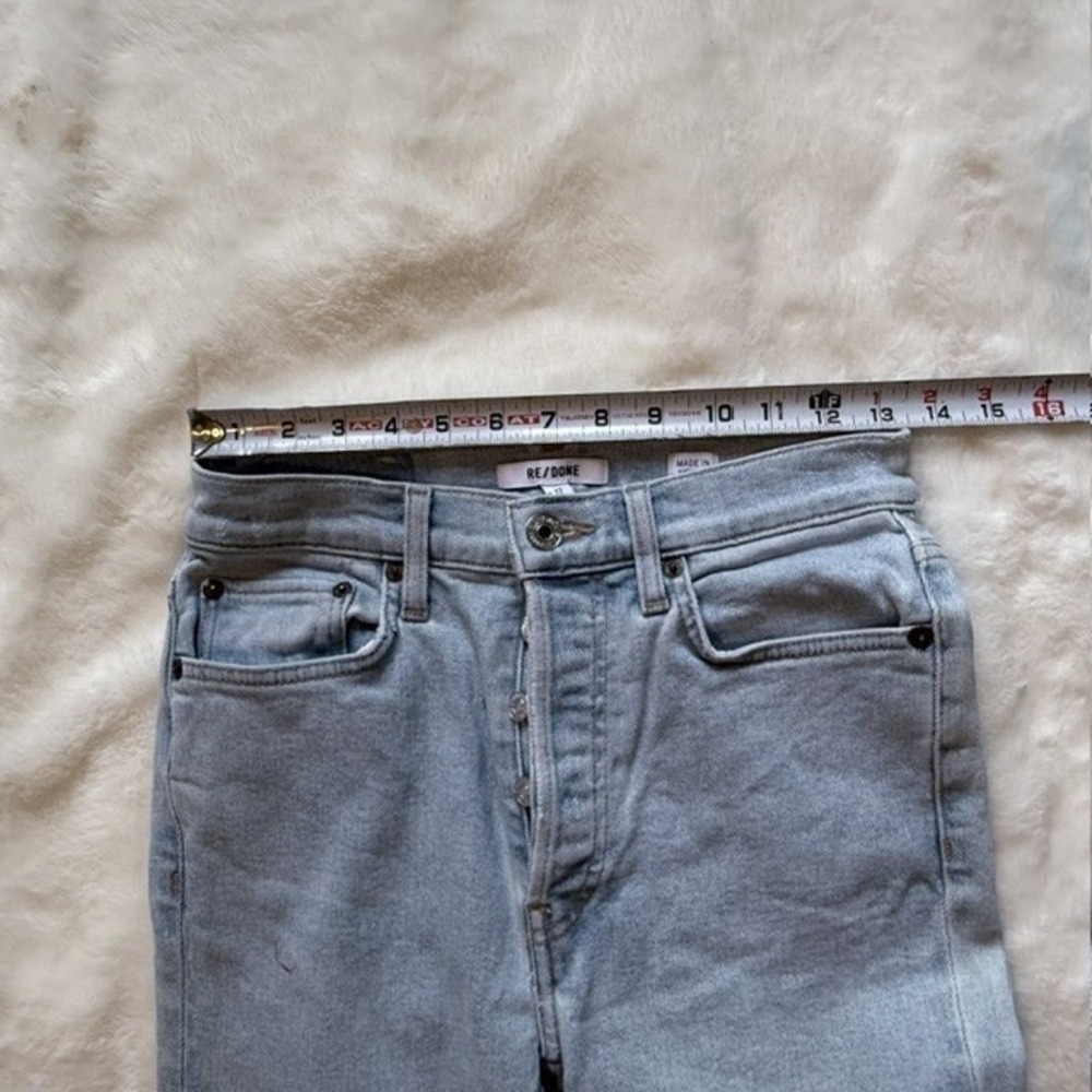 RE/DONE High Rise Ankle Crop Jeans Light Wash Button Fly Blue Denim Size 27 - Picture 4 of 7
